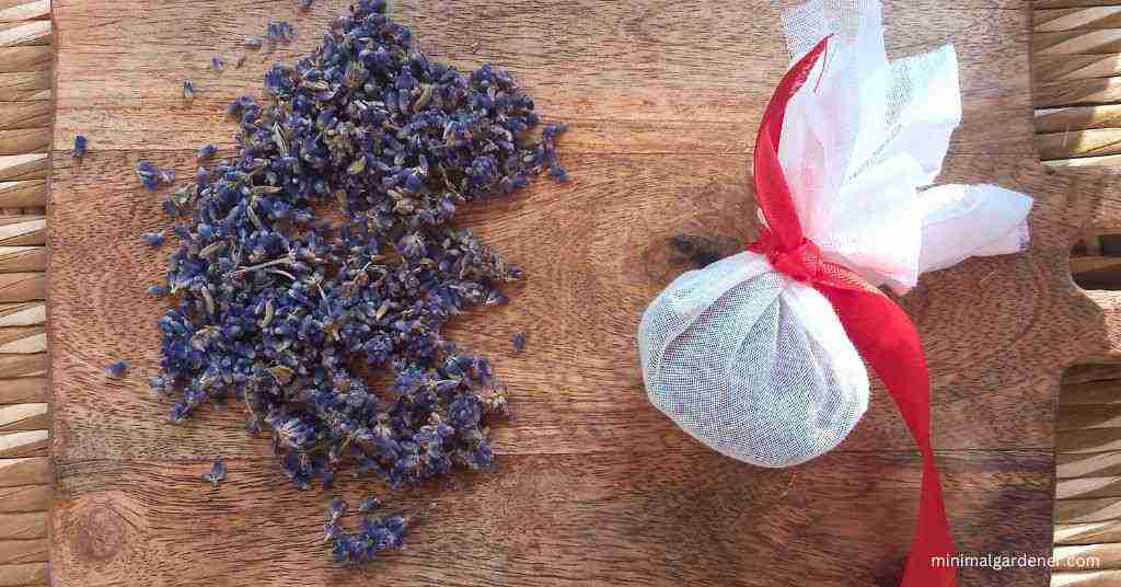 Dried lavender & a DIY moth repellent pouch. Photo: Sarah Baker, minimalgardener.com.